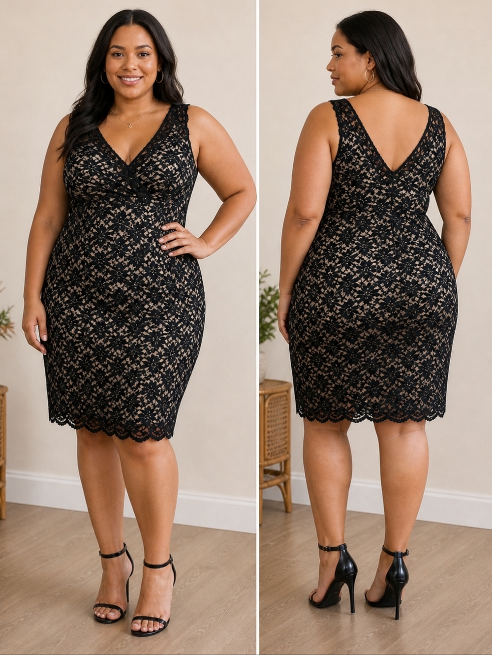 Torrid Black and Cream Lace Dress Size 1 14/16